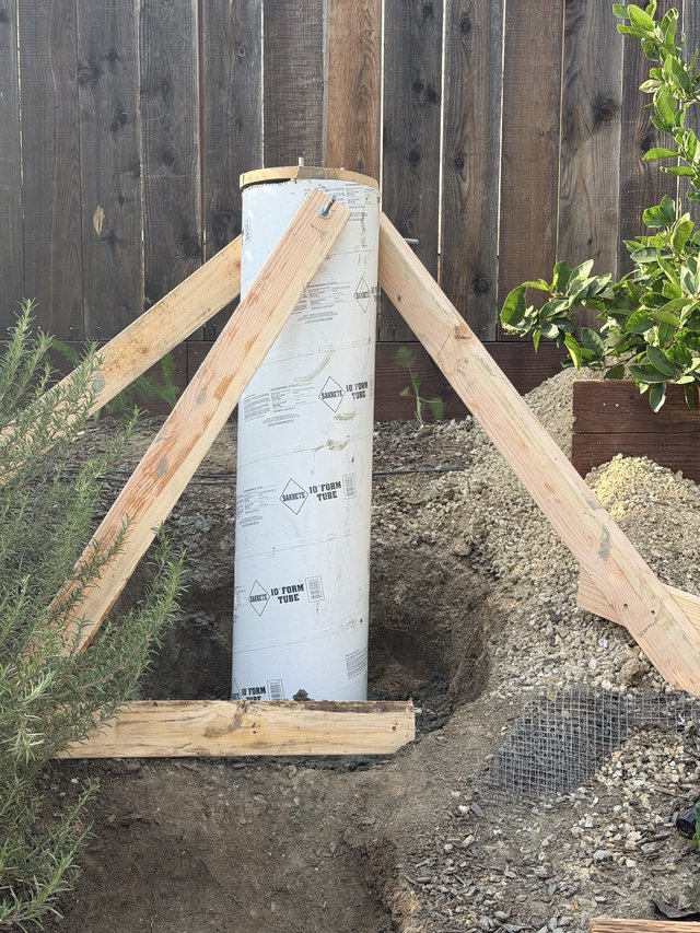 Concrete Form Tube Installation with Wooden Bracing System