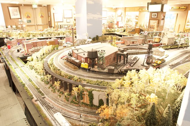 Miniature Railroad in a Cityscape Diorama