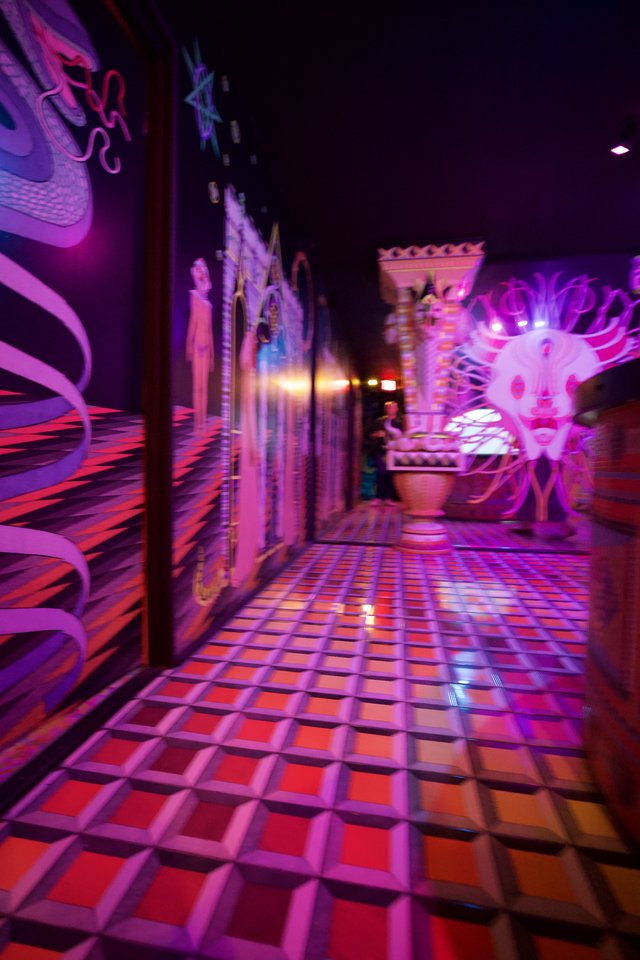 Vibrant Purple and Pink Illuminated Fantasy Corridor