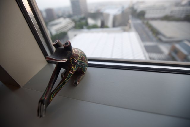 Frog Figurine on a Windowsill