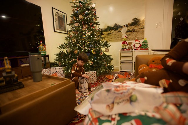 Christmas Morning Gift Opening Joy