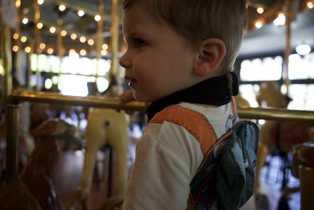 Whimsical Ride: A Child's Moment on the Carousel