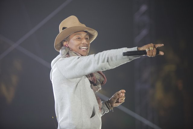 Pharrell Williams Rocks a Cowboy Hat at O2 Arena