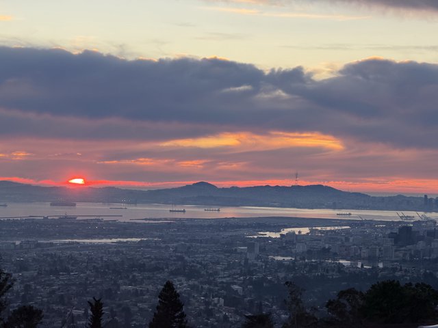 Golden Sunset Over San Francisco Bay from Oakland Hills