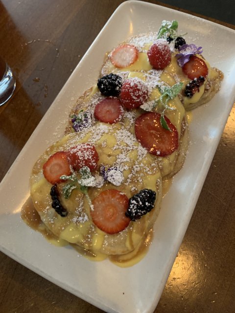 Berries and Syrup Pancakes