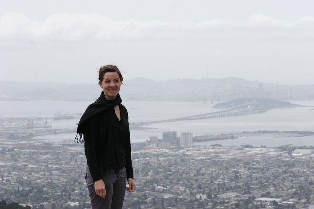 Woman Overlooking San Francisco Bay on Overcast Day