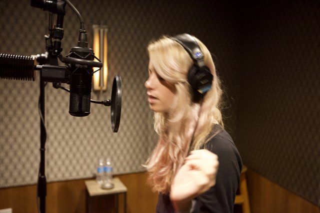 Pink-haired Songstress in the Studio