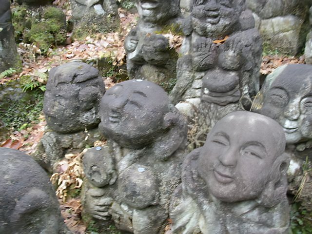 Stone Statues with Faces at Kyoto Temples