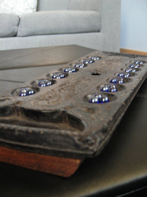Blue Gemstones on a Coffee Table