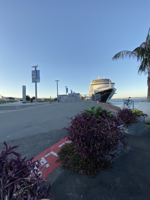 Serene View of a Cruise Ship Docked at Pier 27