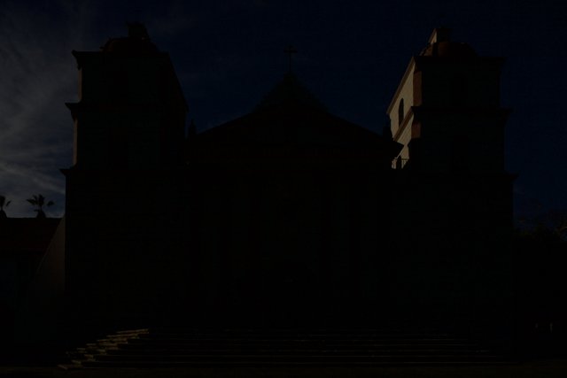 A Nighttime Silhouette of the Santa Barbara Mission Church