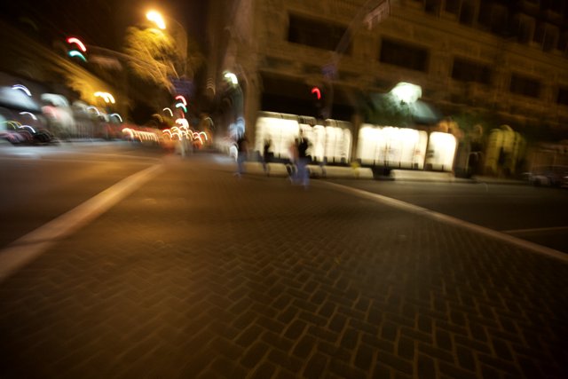 Blurry metropolis street scene
