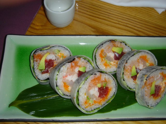 Sushi Lunch on a Green Plate