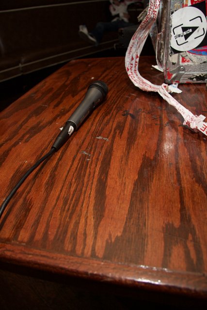 Hardwood Table and Microphone