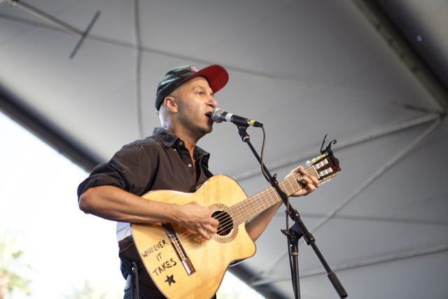Tom Morello Rocks Coachella with Electric Guitar and Microphone