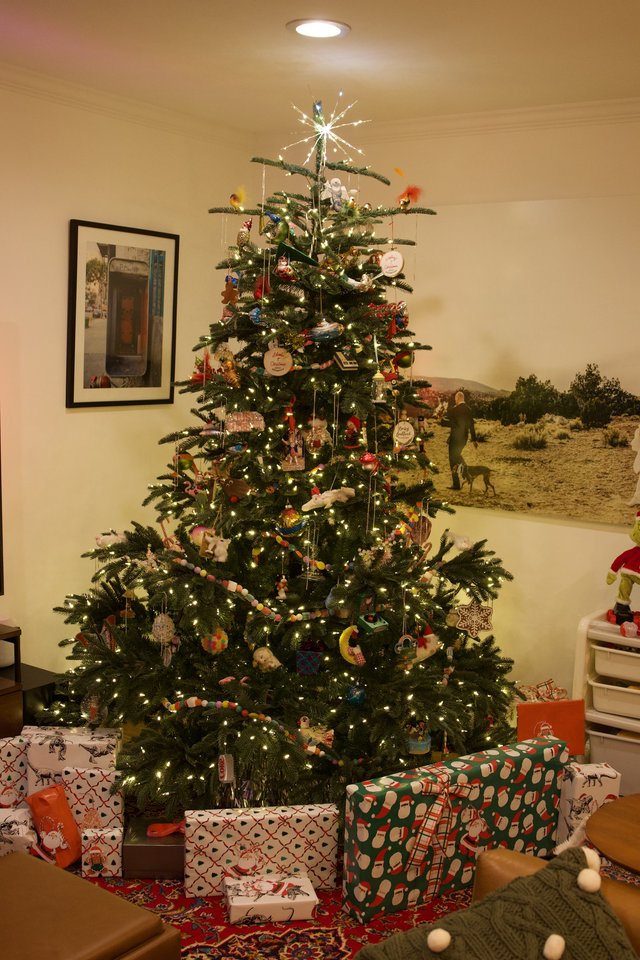 Festive Christmas Morning with Decorated Tree and Presents