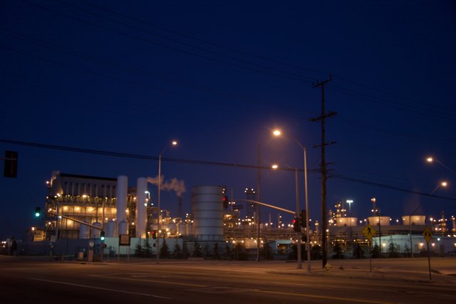 Nighttime Glow of a Refinery