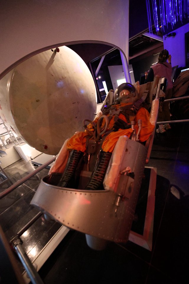 Vintage Space Capsule Display with Mannequin Astronaut