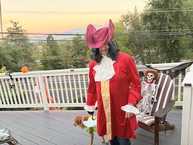 Captain Hook Pirate Costume on Suburban Deck