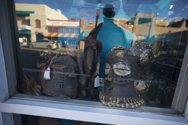 Traditional African Masks in Santa Fe Shop Window