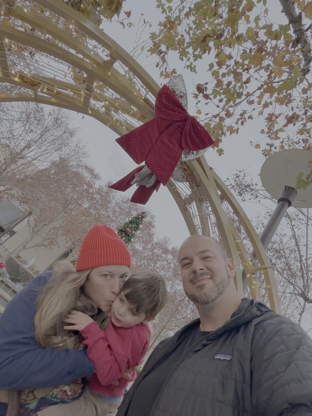 Family Selfie at Christmas Ferris Wheel