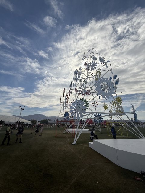Whimsical Structures Under Cloudy Skies