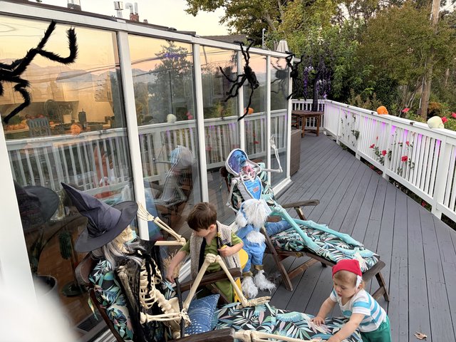 Halloween Outdoor Movie Night on Suburban Deck