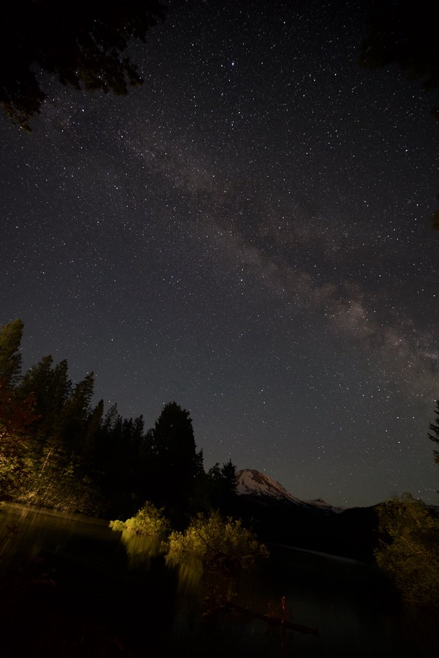Milky Way Over Mount Lassen and Mirror Lake