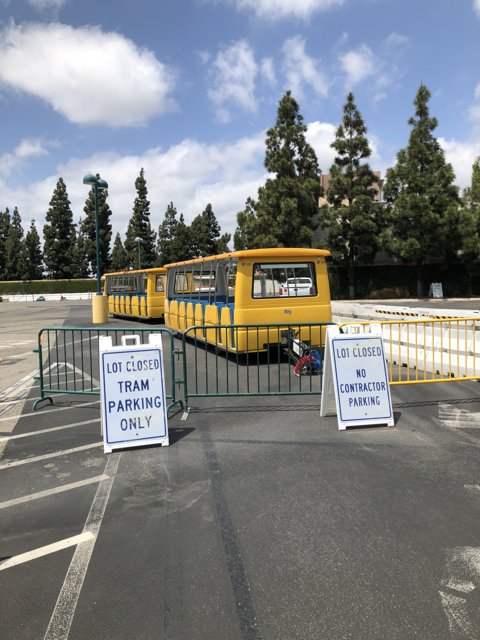 Parked Yellow School Bus at Disney California Adventure