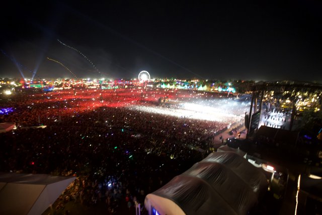 Metropolis Stage Lights Up Coachella Crowd at Night