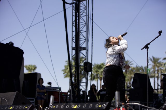 Woman Belting Out Tunes at Coachella Music Festival