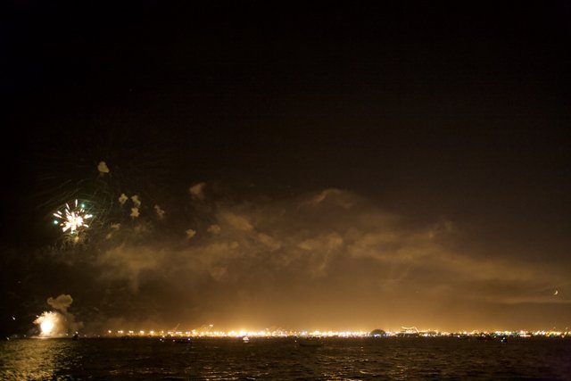 A Flare of Fireworks Over the Bay of San Francisco