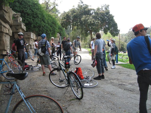 Group of Cyclists Gathering