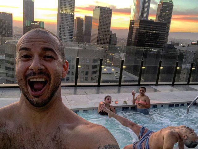 Sunset Selfie by the City Pool