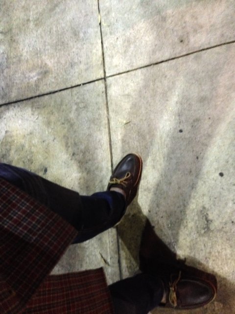 Tartan Shoes on a Sidewalk
