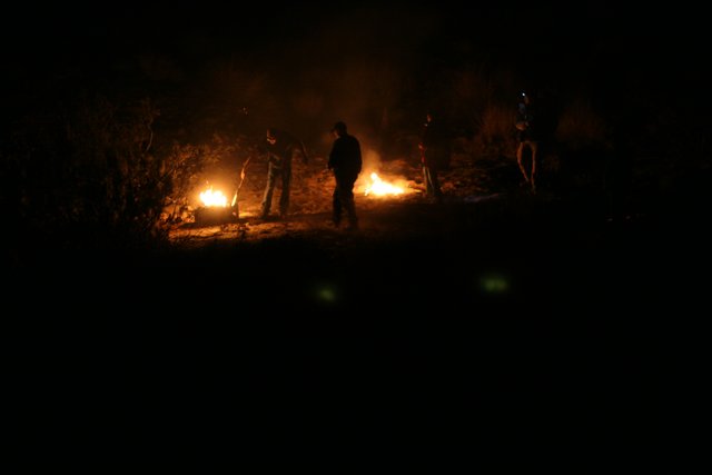Night Gathering around the Bonfire