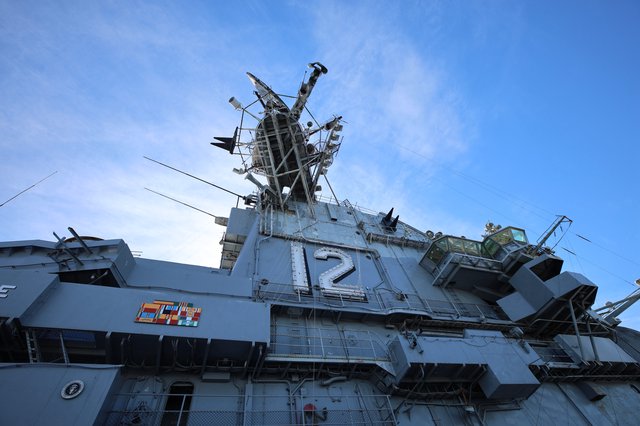 Superstructure of USS Hornet Aircraft Carrier