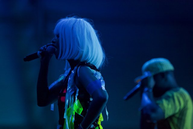 White-haired Woman Singing at Coachella Concert