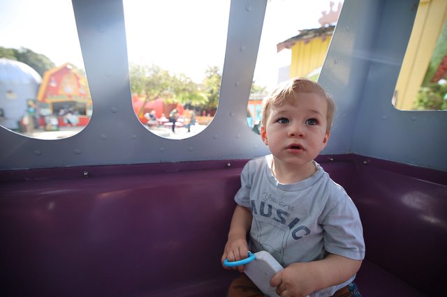 Young Child Enjoying a Theme Park Ride at Disneyland