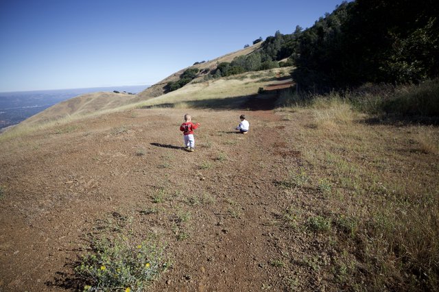 Two Children Exploring the Hillside at Mount Diablo