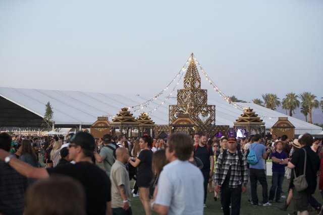 Crowd Gathered Outside Large Tent at Coachella Music Festival