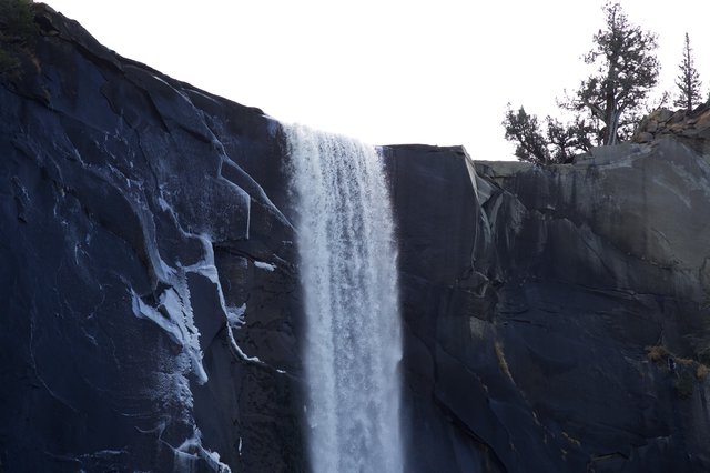 Vernal Fall Cascading Through Icy Granite Walls