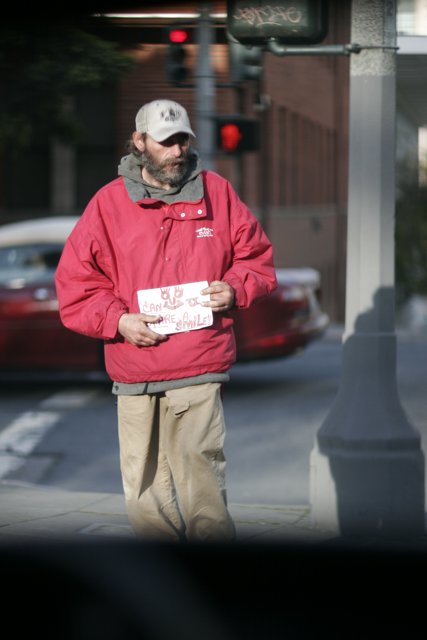 Red Jacket Man in San Francisco