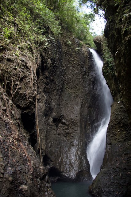 Stunning Waterfall Amidst Lush Greenery and Rocks