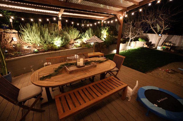Cozy Evening Backyard Patio with String Lights