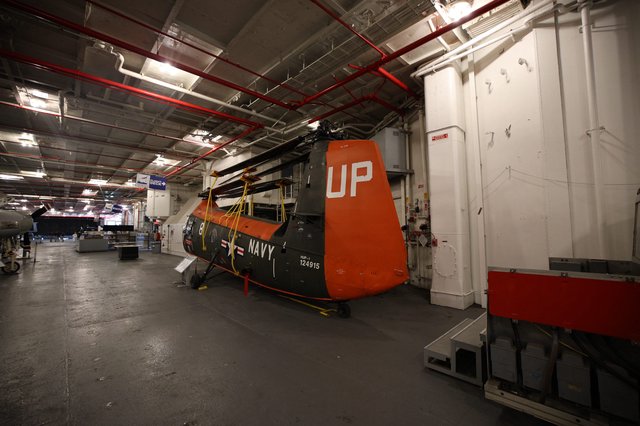 Navy Helicopter Display Inside USS Hornet Museum Hangar