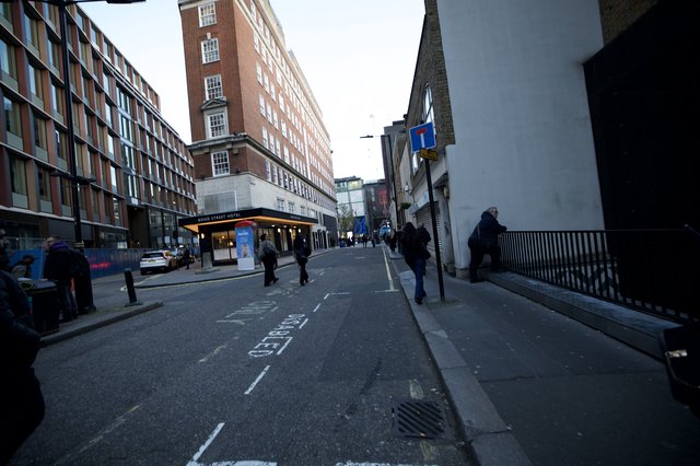 Urban Street Scene on Overcast Evening in London