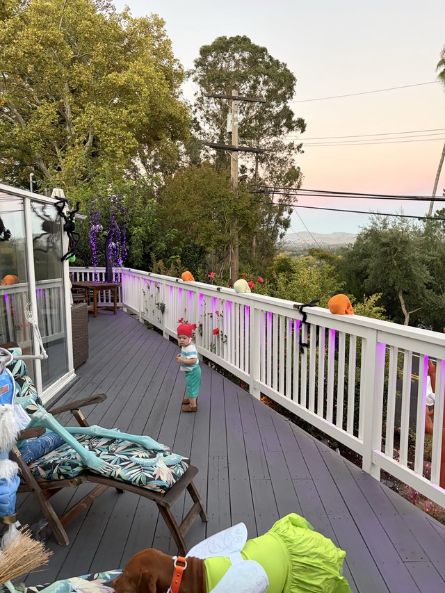 Halloween Deck Party with Toddler and Misty Hills