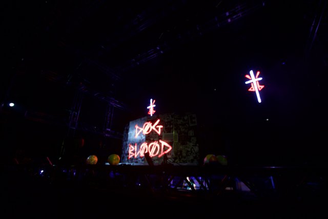 Neon-Lit Stage at Coachella Featuring Blood Sign