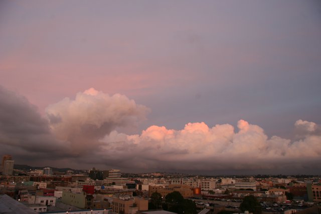 Pink Clouds Over the Urban Skyline